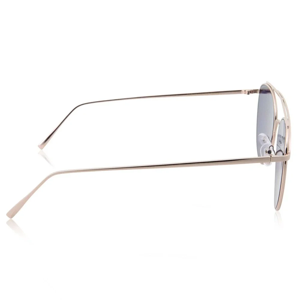 Sunglasses Silver Mirror Lens Gold Frame Fashion Trendy Luxury Metal Round Gafas